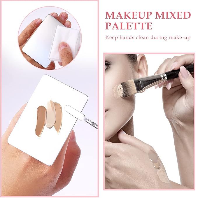 Makeup Mixing Palette Stainless Steel Foundation Palette with Spatula Professional Cosmetic Palette for Mixing Foundation Eye Shadow Nail DIY Art-Velvo Beauty