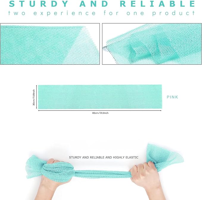 UJFQBH 2 Pieces African Bath Sponge African Net Long Net Bath Sponge Exfoliating Shower Body Scrubber Back Scrubber Skin Smoother,Great for Daily Use (Green)-Velvo Beauty