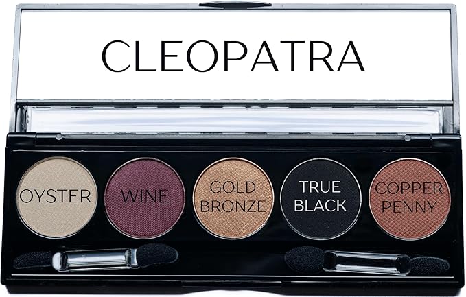 Cleopatra Shimmer White, Purple Burgundy, Gold Bronze, Black and Copper Penny Vegan Eyeshadow Palette; Talc, Paraben & Cruelty Free-Velvo Beauty