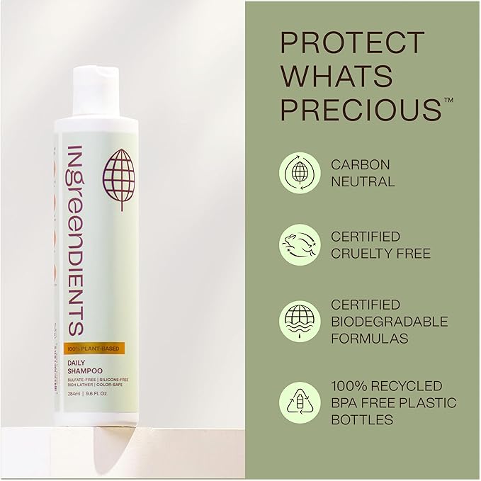 Non Toxic Vegan Shampoo with Organic Ingredients, Apple Cider Vinegar & Tea Tree Oil - Sulfate Free, Color Safe, Paraben Free, Gluten Free, Cruelty Free, pH Balanced-Velvo Beauty