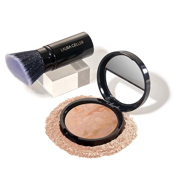 LAURA GELLER NEW YORK Baked Balance-n-Brighten Foundation with Kabuki Brush Makeup Set, Fair-Velvo Beauty