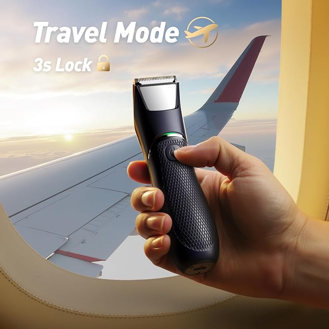 Body Hair Trimmer for Men: Pubic Hair Trimmer with Mirror & LED Light - Electric Ball Shavers with Ceramic Blades & Travel Lock - Body Groomer IPX7 Waterproof Wet/Dry Use for Groin/Legs/Chest-Velvo Beauty