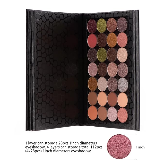 4-Layer Book Shaped Magnetic Palette Large Empty Makeup Palette Storage Box for Eyeshadow Lipstick Blush Powder (Black)-Velvo Beauty