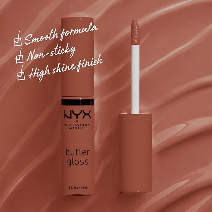 NYX PROFESSIONAL MAKEUP Butter Gloss, Non-Sticky Lip Gloss - Bit Of Honey (Peach Nude)-Velvo Beauty