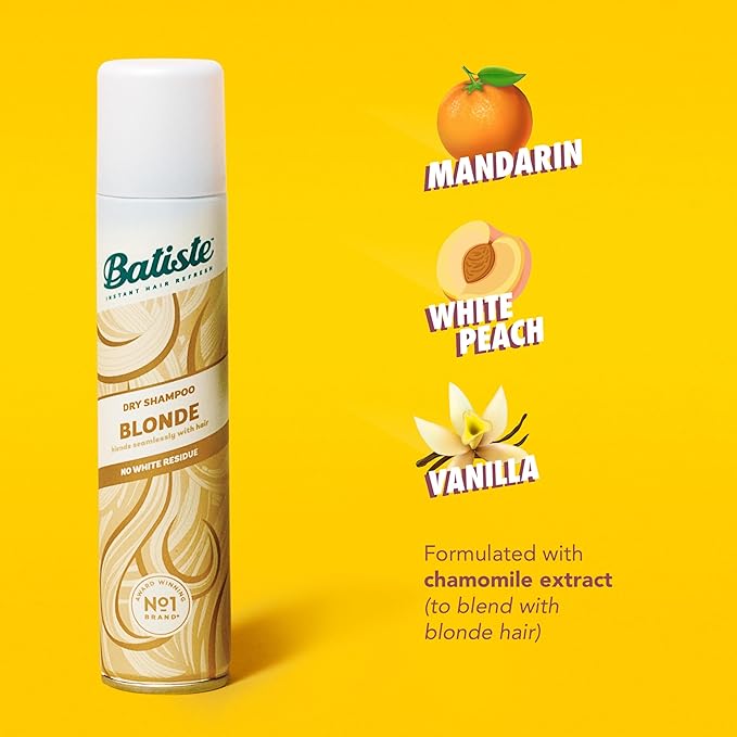 Batiste Dry Shampoo for Blonde Hair, Refresh Hair and Absorb Oil Between Washes, Waterless Shampoo for Added Hair Texture and Body, 5.71 oz-Velvo Beauty