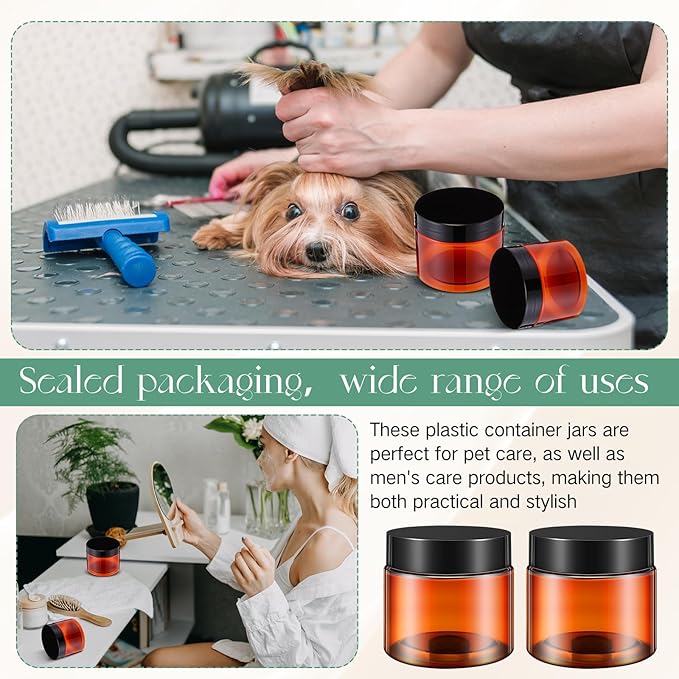 SATINIOR 24 Pieces Empty Clear Plastic Jars with Lids Round Storage Containers Wide Mouth for Beauty Product Cosmetic Cream Lotion Liquid Butter Craft and Food(Amber Lid,6 oz)-Velvo Beauty