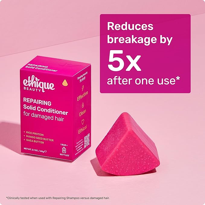 Ethique Repairing Conditioner Bar for dry, damaged hair with Rice Protein - Plastic Free, Vegan, Cruelty-Free, 2.12 oz - Formerly Too Delicious-Velvo Beauty