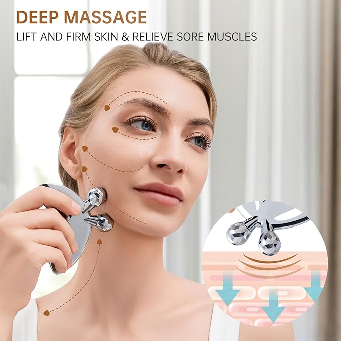 Ice Face Roller-3D Butterfly roller for Women,Stainless Steel Gua Sha Facial Massager Tool for Skin Tightening,2-in-1 Body Gua Sha Massager Tool for Muscle Ache&Lymphatic Drainage,Butterfly Decoration-Velvo Beauty