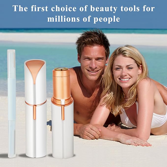 Facial Hair Removal for Women Men,Electric Painless Hair Removal Device Included 2 x Replacement Heads,USB Rechargeable Lady Womens Face Shaver with LED Light for Lip,Chin,Arms (White)-Velvo Beauty