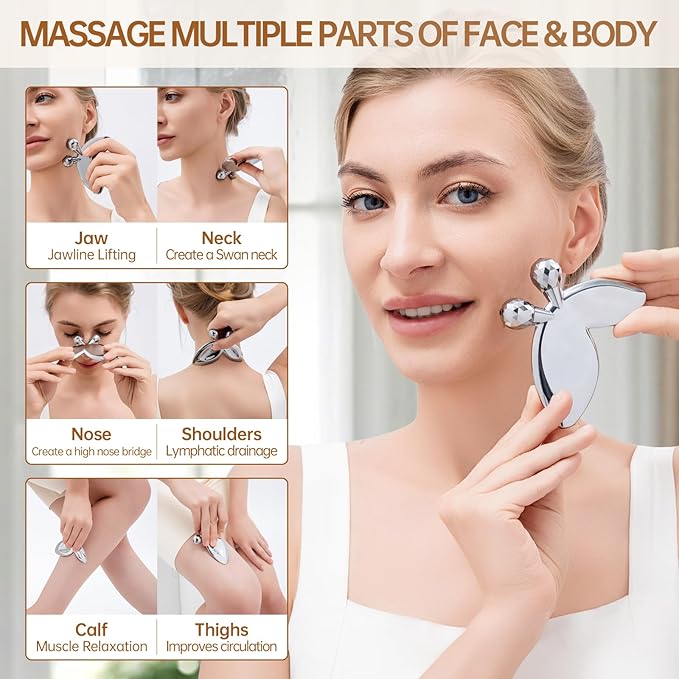 Ice Face Roller-3D Butterfly roller for Women,Stainless Steel Gua Sha Facial Massager Tool for Skin Tightening,2-in-1 Body Gua Sha Massager Tool for Muscle Ache&Lymphatic Drainage,Butterfly Decoration-Velvo Beauty