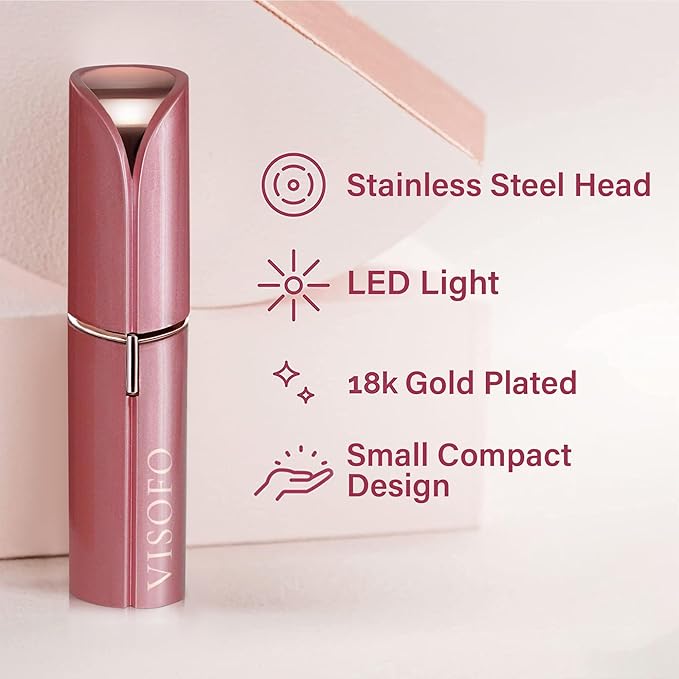 Facial Hair Removal for Women | Electric Razor Device Small Mustache Dermaplaning Remover Tools Tweezers Epilator Trimmer Face Dermaplane Shavers Beauty Gadgets Set Accessories by VISOFO (RoseQuartz)-Velvo Beauty