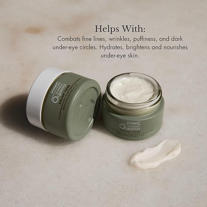 emerginC Scientific Organics Eyelight Cream - Stem Cell Eye Cream with Antioxidants - Anti-Aging Eye Cream Targets Dark Under-Eye Circles for Visible Glow (0.5 oz, 15 ml)-Velvo Beauty