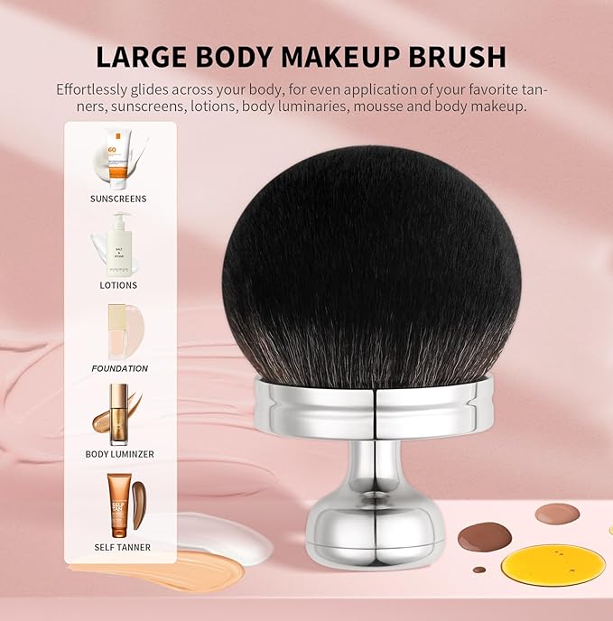 docolor Extra Large Body Makeup Brush For Self Tanner, 3 Inch Width Self Tanning Brush Kabuki Brush, Soft synthetic hair, for Foundation, self-tanners, bronzer, sun blocks, powder, For Face and Body-Velvo Beauty