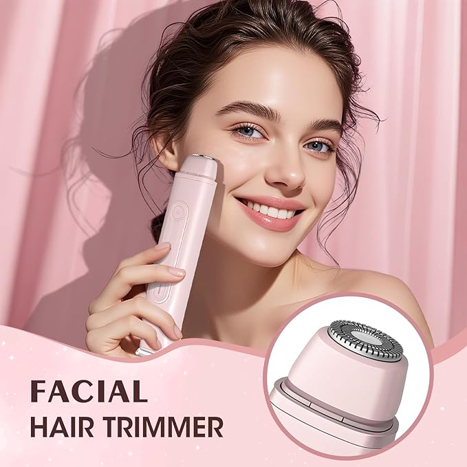 Lanumi 2 in 1 Electric Shaver Dual Head Bikini Trimmer Women IPX6 Wet Dry Pubic Hair Trimmer Rechargeable Body Facial Hair Remover for Face Lip Chin Underarm Legs (Pink)-Velvo Beauty