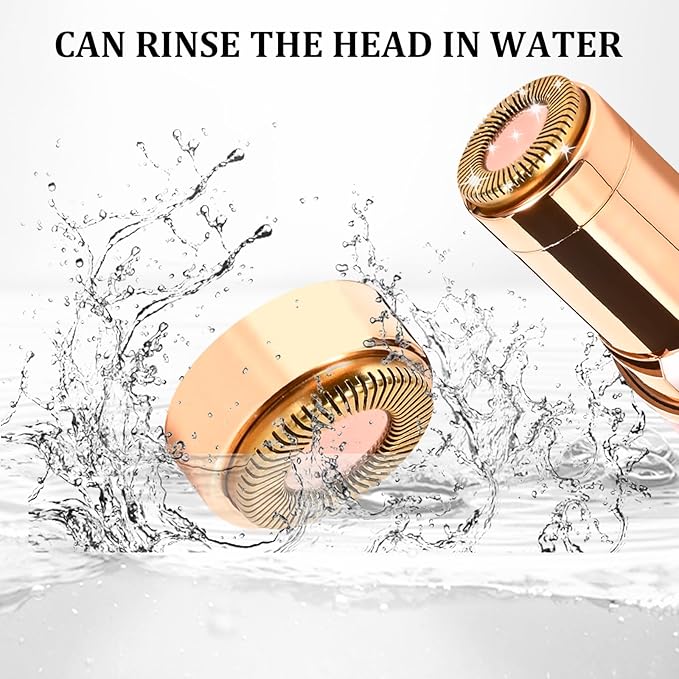 Facial Hair Removal for Women, Portable Painless Hair Remover Device, Rechargeable, with 2 Replacement Heads, for Face, Upper Lip and Chin (Rose god)-Velvo Beauty