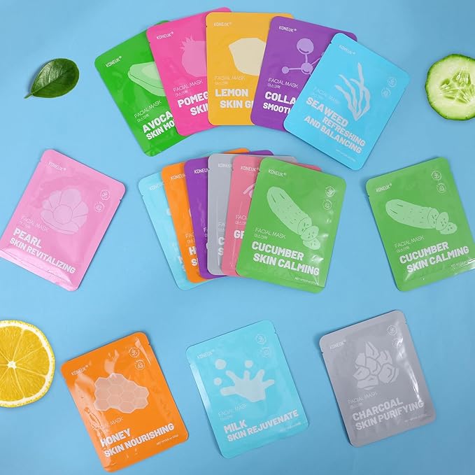 72 Pack Collagen Face Masks Skincare Set for Women, Hydrating & Moisturizing Face Mask for Skin Care, Bulk Sheet Face Masks for All Skin Types, Spa Party Gifts for Women-Velvo Beauty