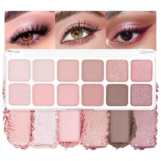 AMY'S DIARY 12Color Light Pink Purple Eyeshadow Palette, Long-Lasting, and Highly Pigmented. Elevate Your Eye Makeup– Unleash Your Unique Style (07#)-Velvo Beauty
