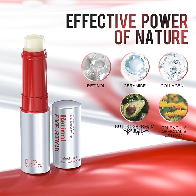 Retinol Eye Cream,Anti Aging Eye Cream, Retinol Eye Stick for Dark Circles and Puffiness Bags Treatment, Eye Balm Instantly Brighten,Under Eye Cream,Eye Cream for Wrinkles,Reduces Fine Lines-Velvo Beauty