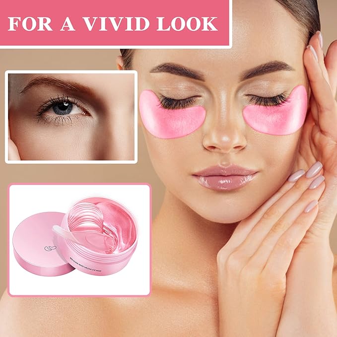 Under Eye Patches 60 Pcs,Pink Eye Mask,Puffy Eyes & Dark Circles Treatments,Improve Reduce Smooth Wrinkles,Fine Lines and Under Eye Bags,Hydrating & Moisturizing,Firm Eye Skin Care for Women and Man-Velvo Beauty