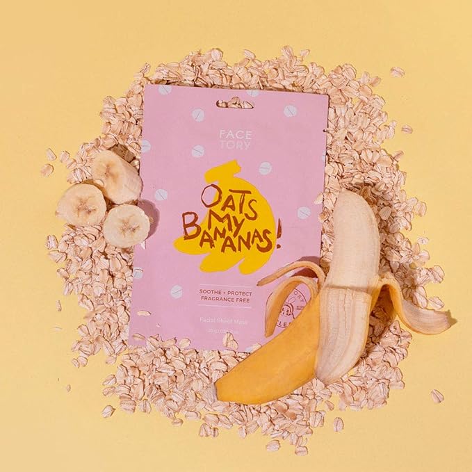 FACETORY K Beauty Face Mask Skin Care - OATS MY BANANAS CALMING Sheet Mask with Oat Extract | Milky Essence Soothes & Moisturizes (5 Pack)-Velvo Beauty