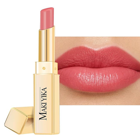 MAKI YIKA Moisture Pink Lipstick for Women Hydrate Lip Balm for Dry Cracked Lips Weightless Glossy Lip Color Juicy Finish,MA058 Nude Pink-Velvo Beauty