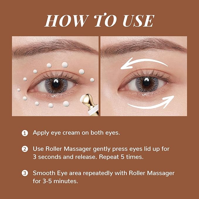 ANAI RUI Caffeine Eye Cream, Niacinamide Eye Cream for Dark Circles and Puffiness, Anti Aging & Friming Eye Cream with Eye Roller, Caffeine Under Eye Cream for Puffy Eyes, Bag Treatment 0.5 FL.OZ-Velvo Beauty