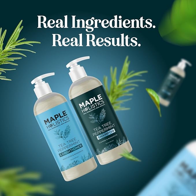 Tea Tree Mint Shampoo and Conditioner - Tea Tree Rosemary Mint Shampoo and Conditioner Set Sulfate Free for Daily Clarifying and Dry Scalp Care - Paraben and Sulfate Free Shampoo and Conditioner 16oz-Velvo Beauty