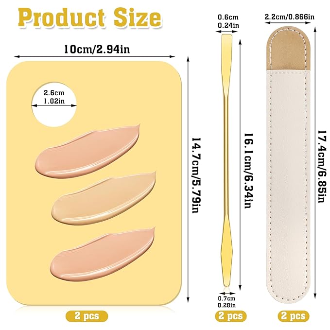 6 in 2 Sets Makeup Mixing Palette, Gold Acrylic Cosmetic Palette with Korean Makeup Spatula Tool for Mixing Foundation Eye Shadow Lipsticks Nail Art-Velvo Beauty