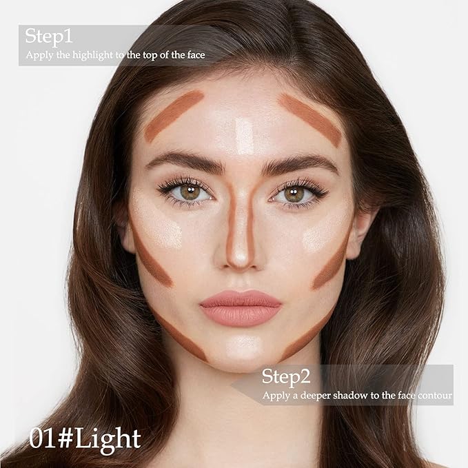 Boobeen Highlight and Contour Stick Dual-ended Contouring Cream Makeup Pencil Kit, Long Lasting & Waterproof Face Bronzer and Highlighter Makeup Stick Shadow Pen, Pack of 1-Velvo Beauty