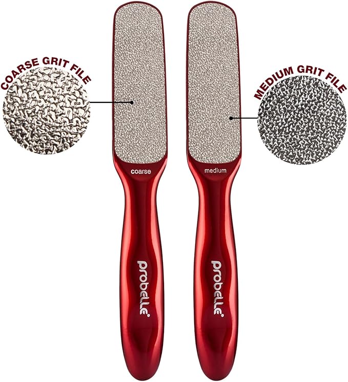 Probelle Double Sided Multidirectional Nickel Foot File Callus Remover - Immediately Reduces calluses and Corns to Powder for Instant Results, Safe Tool (Red)-Velvo Beauty