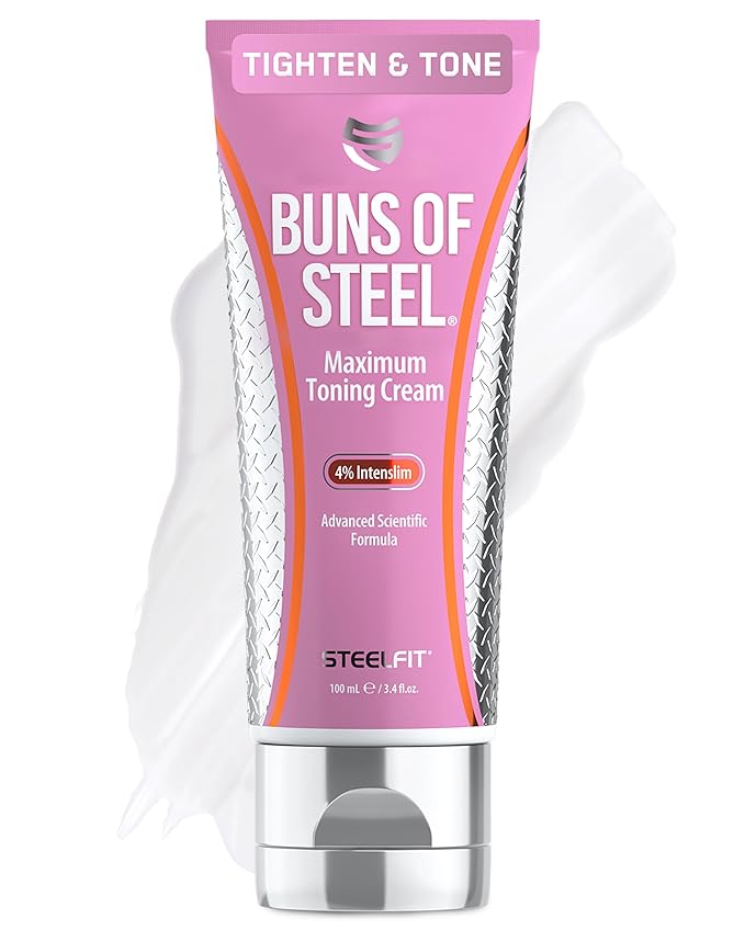 SteelFit Maximum Toning Cellulite Cream, Buns of Steel - Skin Firming & Tightening Body Lotion with Caffeine for Stretch Marks - Anti-Cellulite Remover Treatment for Booty, Thighs, Legs & Glutes-Velvo Beauty