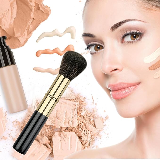 Retractable Makeup Brush, Travel Kabuki Powder Brush, Retractable Blush Brush, for Blush, Bronzer, Buffing, Highlighter Flawless Powder Cosmetics, Travel Friendly-Velvo Beauty