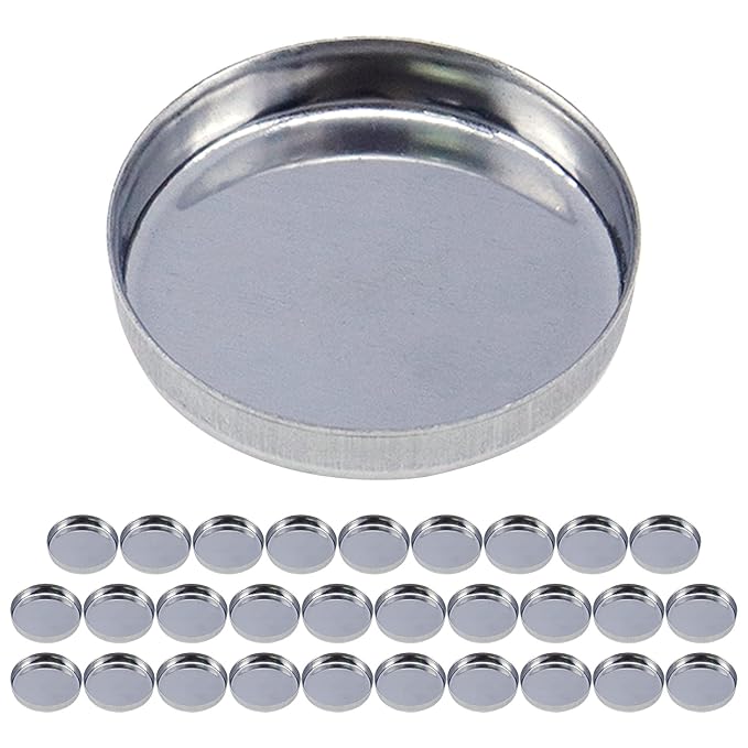 Pack of 30 Empty Round Metal Pans 26mm Eyeshadow Palette Pans Replacement for Magnets Makeup Palettes (5mm Height) Silver-Velvo Beauty