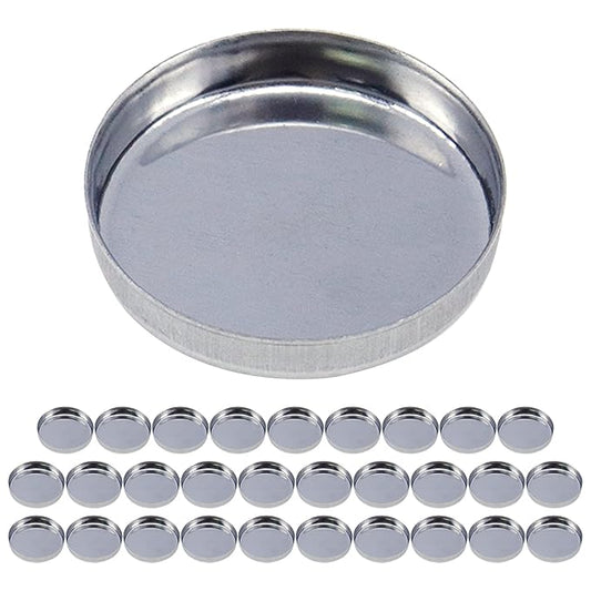 Pack of 30 Empty Round Metal Pans 26mm Eyeshadow Palette Pans Replacement for Magnets Makeup Palettes (5mm Height) Silver-Velvo Beauty
