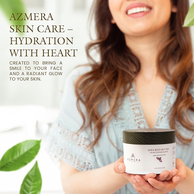 AZMERA Handcrafted Whipped Shea Body Butter – Luxurious Moisturizer for Dry, Sensitive Skin with Bergamot, Argan Oil & Vitamin E – Vegan, Non-Greasy Skincare – 8.82 oz-Velvo Beauty