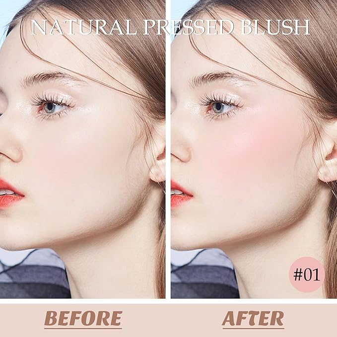 Boobeen Powder Blush, Single Color Blush Face Blush Palette Matte Baked Cream Blush Makeup Powder, High Pigment Pressed Blush for Create a Natural Cheek Flushed Look-Velvo Beauty