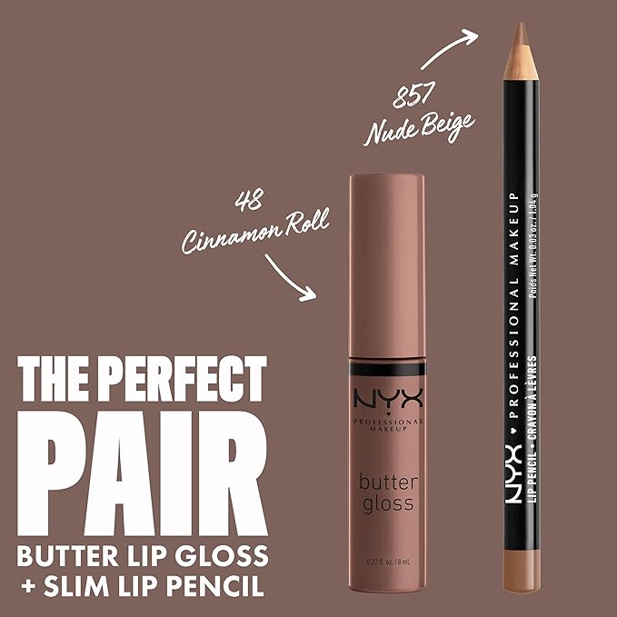 NYX PROFESSIONAL MAKEUP Butter Gloss Brown Sugar, Non-Sticky Lip Gloss - Cinnamon Roll (Grey Brown)-Velvo Beauty