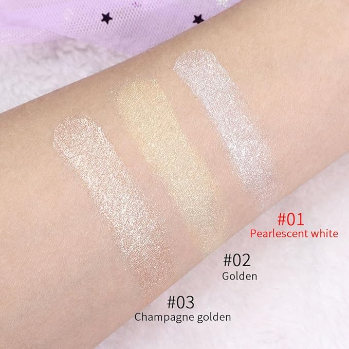 Pearl White Face Highlighter Makeup Shimmer Glitter Rose Sparkly Highlighters Makeup Powder Palette for Face Cheek Skin iluminadores iluminador (pearl white)-Velvo Beauty