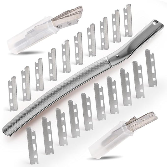 Dermaplane Razor for Women Face with 20PCS Blades,Professional Facial Razors for Peach Fuzz and Eyebrow Hair Removal,Stainless Steel Multipurpose Face Shavers with Gift Box-Velvo Beauty