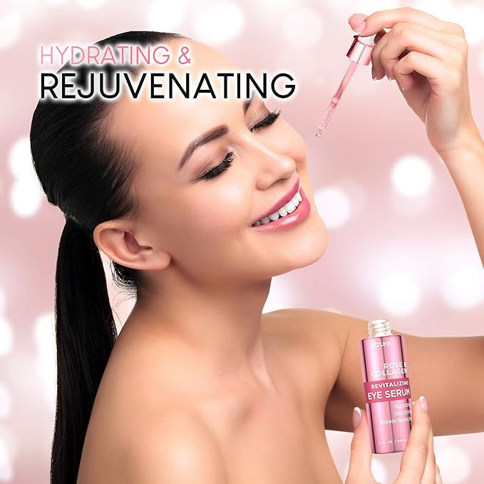AZURE Rose & Collagen Revitalizing Eye Serum - Hydrating & Smoothing | Reduces Wrinkles, Fine Lines & Under Eye Bags | Minimize Signs of Aging | Made in Korea - 60mL-Velvo Beauty