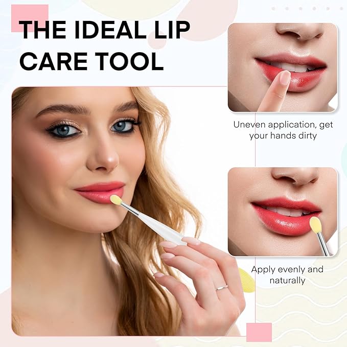 Unaone Lip Scrub Brush - 3 PCS Dual-ended Lip Scrubber Exfoliator and Silicone Lip Brush, 3-in-1 Silicone Lip Scrub Tool Lip Mask Applicator, Gentle Exfoliator & Applicator for Soft-Velvo Beauty