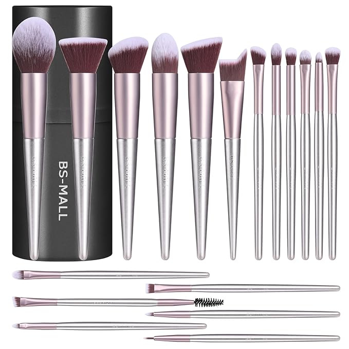 BS-MALL Makeup Brush Set 18 Pcs Premium Synthetic Foundation Powder Concealers Eye shadows Blush Makeup Brushes with black case-Velvo Beauty