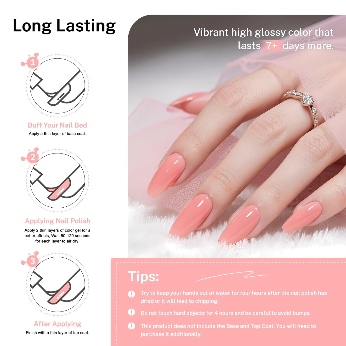 16.5ml Soft Pink Nail Polish Large Volume Quick Dry Nail Polish, Long Lasting Shine, Fingernail Toenail Nail Art DIY Home Travel Nail Art Gift-Velvo Beauty