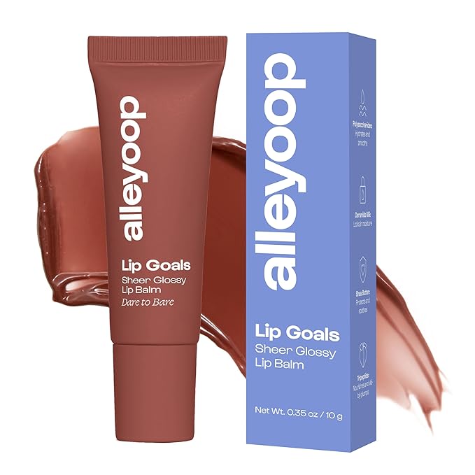 Alleyoop Glossy Lip Balm - Lip Goals, Dare to Bare (Sheer Rosy Brown) - Hydrating & Moisturizing Lip Care for Cracked Lips - Natural Plumping Lip Moisturizer That Smooths, Soothes, & Protects - Vegan-Velvo Beauty