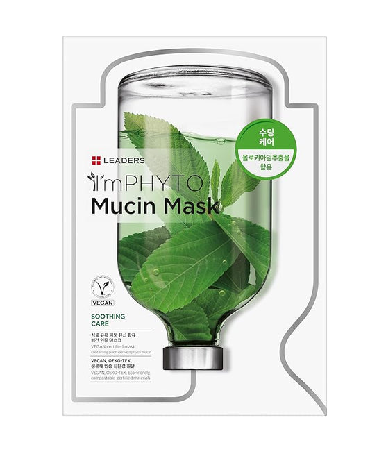 I'MPHYTO Leaders Facial Mask 10 Sheet Mucin Vegan Mask | Soothing Care & Hydrating Skin Care | Natural Plant-Based Ingredient | Certified Vegan | Natural Cellulose Sheet-Velvo Beauty
