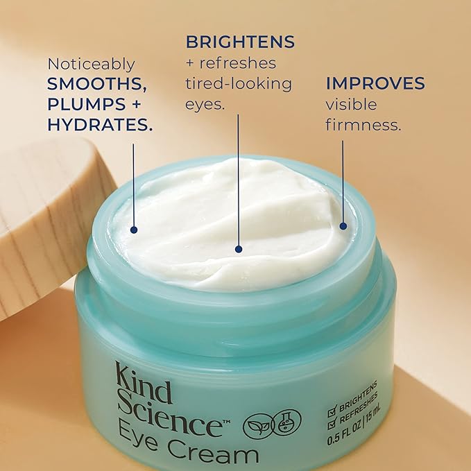 Kind Science by Ellen DeGeneres Eye Cream - Under Eye Cream to Refresh Eyes - Hydrating Eye Cream for Wrinkles Noticably Smooths & Moisturizes - Paraben, Dye & Fragrance Free, 0.5 fl oz-Velvo Beauty