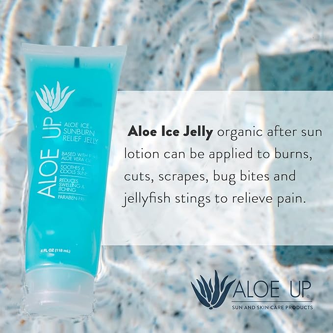 ALOE UP Ice Sunburn Relief Jelly - Pure Aloe Vera Gel Sunburn Relief for Adults & Kids, Aloe Vera Gel Face & Body, Natural Cruelty-Free Aloe Gel, Aloe Vera Gel Skin Lotion - 4 Oz (2pack)-Velvo Beauty