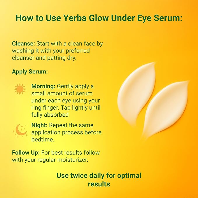 Caffeine Eye Cream – Yerba Glow Natural Under Eye Serum for Dark Circles, Puffiness & Fine Lines – Clean Hydrating Formula with Yerba Mate, Sake & Hyaluronic Acid-Velvo Beauty