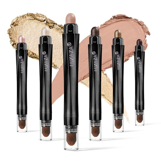 6PCS Cream Eyeshadow Stick Makeup Sets, Metallic And Matte Shimmer Eye Shadow Eye Brightener Stick Pencil Crayon, A10-Quartz Pink-Velvo Beauty