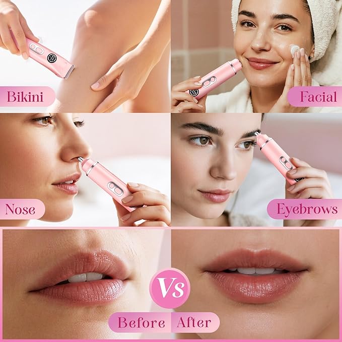 Bikini Trimmer for Women|Hair Removal Shaver - Painless Electric Razor, Cordless Body Shaver for Travel, Replaceable Lady Facial Razor|Trim Nasal/Eyebrows, IPX7 Waterproof&Easy Cleaning, Ceramic Blade-Velvo Beauty